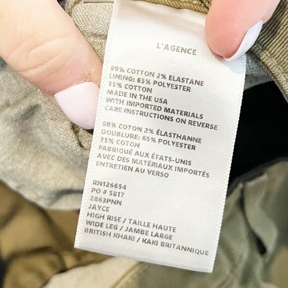 L'Agence Jayce High Rise Pleated Chino Wide Leg Pants Green 29 / 8 - Picture 4 of 11